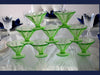 Estate Federal Green Depression Glass Fluted Sherbets or Champagne Coups X9 - Premier Estate Gallery 2