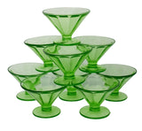Estate Federal Green Depression Glass Fluted Sherbets or Champagne Coups X9 - Premier Estate Gallery 1