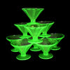 Estate Federal Green Depression Glass Fluted Sherbets or Champagne Coups X9 - Premier Estate Gallery