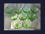 Estate Federal Green Depression Glass Fluted Sherbets or Champagne Coups X9