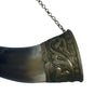 Estate Nickel Silver Trimmed Drinking Cow Horn w Hanging Chain Russia c1950s Great Southwestern Western Rustic Wall Decor