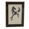 Mid Century Asian Black Horse Stallion Framed Lithograph Hsu Pi-Hung Gold Frame MCM Monochrome Decor - Premier Estate Gallery