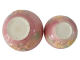 Pair Antique Hull Pottery Pink Sunglow Mixing Nesting Bowls, Pastel Kitchen Decor, French Country Decor