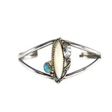 Vintage Silver Native American Cuff Bracelet Ring Set Turquoise Mother of Pearl c1960 - Premier Estate Gallery 5