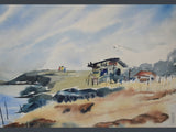 Vintage Asian Landscape Watercolor Painting Signed J. Drew Unframed 15X11 - Premier Estate Gallery 1
