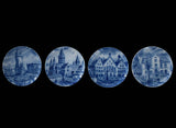Vintage AK Kaiser Porcelain Miniature City Plates of Germay 4" X4 Blue and White Wall Shelf Decor - Premier Estate Gallery