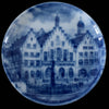 Vintage AK Kaiser Porcelain Miniature City Plates of Germay 4" X4 Blue and White Wall Shelf Decor