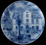 Vintage AK Kaiser Porcelain Miniature City Plates of Germay 4" X4 Blue and White Wall Shelf Decor