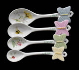 Lenox Butterfly Meadow Measuring Spoons Set of 4, Pastel Butterfly Floral Ladybug Kitchen Decor - Premier Estate Gallery