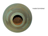 Mid Century Danish Modern Wood Turned Segmented Bulbous Vase Avocado Green Finish