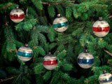 1940s Distressed Striped Mercury Glass Ornaments X7, Nautical Christmas Decor - Premier Estate Gallery 2
