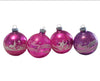 1950s Shiny Brite "Merry Christmas" Scenic Mercury Glass Christmas Ornaments X4 Hot Pink Fuchsia Purple - Premier Estate Gallery 1