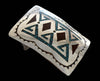 Native American Indian Silver Turquoise Coral Inlay Belt Buckle Signed HB Vintage Navajo - Premier Estate Gallery 2