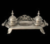 Antique Ornate Double Inkwell Footed Nickel Plated - Premier Estate Gallery 