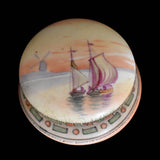 Nippon Satin Vanity Jar Dresser Dish Tall Ships Antique Men's Vanity Nautical Arts and Crafts Style - Premier Estate Gallery 4