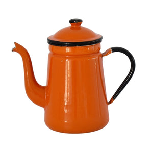 Vintage Orange Black Enamelware Coffee Pot No Insert 1950s Kitchen Decor - Premier Estate Gallery 1