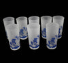 Vintage Frosted Blue Willow Tumblers Hazel Atlas Blue and White High Ball Glasses X8 Vintage Barware, Asian Decor - Premier Estate Gallery 1