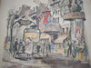 Vintage Franz Herbelot Paris Place Blanche Watercolor Painting Signed Framed c1950 Parisian Decor - Premier Estate Gallery 1