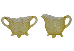 Vintage Tiara Indiana Glass Yellow Sweet Pear Creamer and Sugar Set  - Premier Estate Gallery