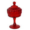 Fenton LG Wright Priscilla Ruby Red Jelly Compote w Lid Pedestal Candy Dish Gorgeous Color Red Decor - Premier Estate Gallery 1