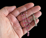 Estate Pink Crystal Rosary Beads c1970s, Vintage Pink Faceted Crystal Rosaries, Catholic Gifts, First Communion
