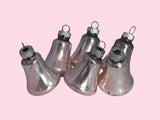 Vintage Pink Distressed Shiny Brite Bells Mercury Glass Christmas Ornaments French Country Farmhouse Christmas
