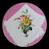 Antique Pink Porcelain Napkin on Plate w Yellow Rose Superb Victorian Pink Decor - Premier Estate Gallery 2
