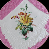 Antique Pink Porcelain Napkin on Plate w Yellow Rose Superb Victorian Pink Decor - Premier Estate Gallery 3