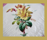 Antique Pink Porcelain Napkin on Plate w Yellow Rose Superb Victorian Pink Decor