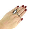 Vintage Silver Navajo Pink Shell Ring Big Elongated Setting Boho Style