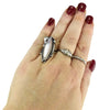 Vintage Silver Navajo Pink Shell Ring Big Elongated Setting Boho Style