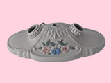 Vintage Porcelain Floral Ceiling Light Fixture Flush Mount c1930s Pink and Blue Pastel Decors - Premier Estate Gallery 2