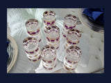 Culver Purple Gold Tumblers Highball Glasses X8 Vintage Barware MCM Hollywood Regency