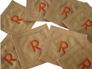 Vintage Initial R Embroidered Linen Coasters Set of 8 Natural Decor Boho Chic MCM - Premier Estate Gallery