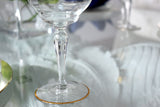 Vintage Tiffin Rambler Rose Champagne Glasses Stemware X12 Heavy Gold Trim Stem 15042 Optic Glass