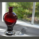 Estate Ruby Red Art Glass Decanter w Ground Stopper MCM Barware 1950s
