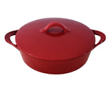 Red Cast Iron Pot with Lid by GDL Giada De Lauretiis, Large Red Cast Iron Cookware Pan with Lid - Premier Estate Gallery