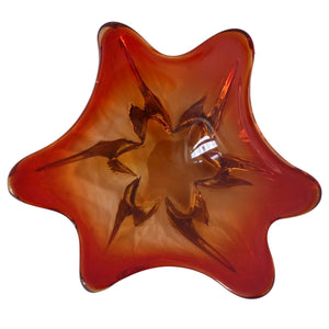 MCM Murano Art Glass Freeform Dish Amberina Orange Red FANTASTIC Form - Premier Estate Gallery