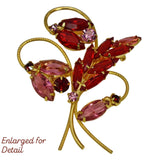 Vintage Red Pink Floral Rhinestone Crystal Spray Brooch in a Juliana Style c1950s Gorgeous Pristine Condition - Premier Estate Gallery 1