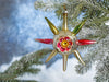1950s Distressed Starburst Mercury Glass Indented Reflector Ornament MCM Christmas  - Premier Estate Gallery 2