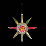 1950s Distressed Starburst Mercury Glass Indented Reflector Ornament MCM Christmas  - Premier Estate Gallery 1