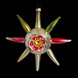 1950s Distressed Starburst Mercury Glass Indented Reflector Ornament MCM Christmas  - Premier Estate Gallery