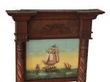 Antique Federal Reverse Painted Glass Mahogany Tall Ships Mirror, Antique Nautical Coastal Decor - Premier Estate Gallery 2