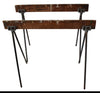 Best Antique Iron Wood Sawhorses Intials SE ES Cut Outs Make Industrial Farmhouse Table or Desk - Premier Estate Gallery 1
