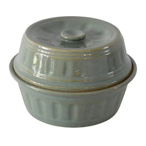 Vintage Celedon Green Stoneware Pottery Covered Bowl, Vintage Kitchen,Farmhouse Kitchen - Premier Estate Gallery