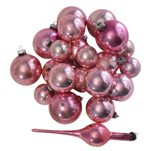 Vintage Distressed Pink Mercury Glass Shiny Brite Christmas Ornaments French Country, Shabby, Rustic Christmas Decor - Premier Estate Gallery