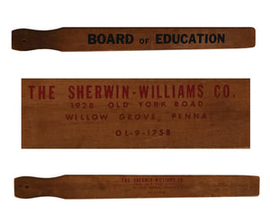 1940s Sherwin Williams Paint Oversized Paint Stick Board of Education Paddle Willow Grove PA Pennsylvania Collectible - Premier Estate Gallery