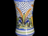 Antique Spanish Talavera Earthenware Sun Vase Polychrome Glaze c1900
