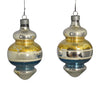 MCM Finial Form Mercury Glass Christmas Ornaments X2 Blue and Gold Stripes - Premier Estate Gallery 1