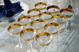 Vintage Tiffin Rambler Rose Gold Trim Liquor Stemware X12 Optic Glass 15042 Stem - Premier Estate Gallery 4